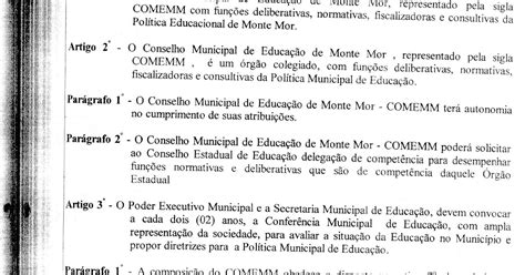 Lei De Cria O Do Conselho Municipal De Educa O Dicas De Lei