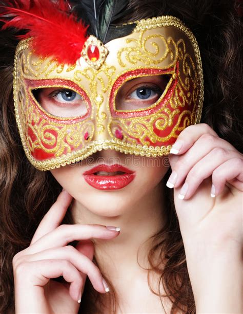 Woman With Venetian Masquerade Carnival Mask Stock Photo Image Of