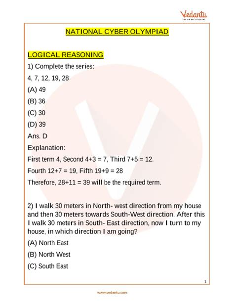 Nco Olympiad Sample Paper 2 For Class 5 With Solutions