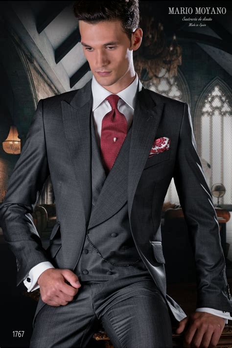 Gray Wedding Morning Suit Pure Wool Model Mario Moyano