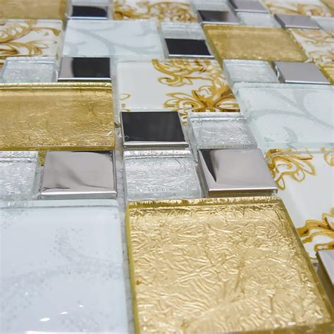 Mosaic Tiles Sheet Onyx Gold Vintage Mix Squares 30cm X 30cm Total Look Tiles