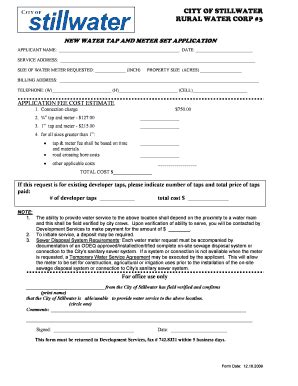 Fillable Online Stillwater Rwc Meter Set Application Form Doc