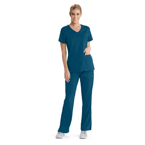 Greys Anatomy Classic Cora Top 4 Pocket V Neck Scrub Top In Bahama Jens Scrubs And Medical