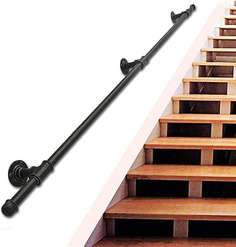 Black Stairs Handrail Complete Kit Wall Handrail 1FT 20FT Non