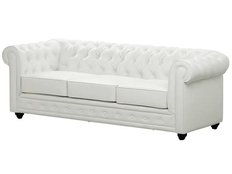 Canap S Places Et Places En Simili Blanc Chesterfield