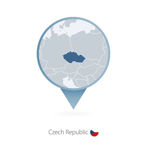 mapa alfiler con detallado mapa de checo república y vecino países