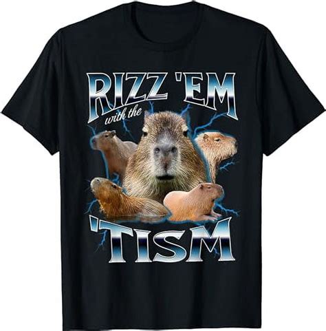 Autism Funny Rizz Em With The Tism Meme Autistic Capybara T Shirt