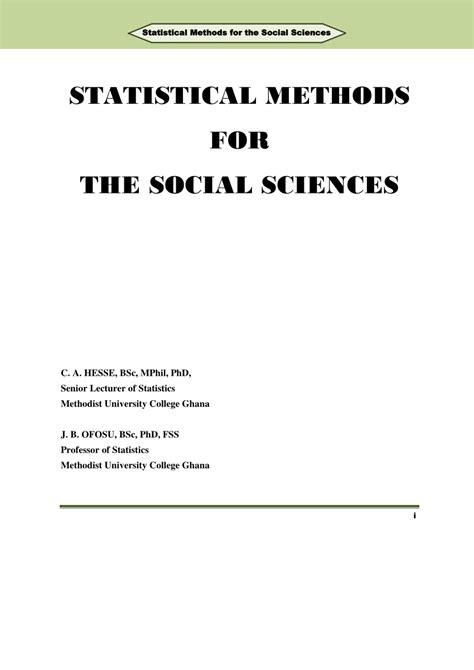 PDF STATISTICAL METHODS FOR THE SOCIAL SCIENCES