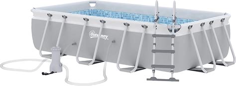 Outsunny Piscine Rectangulaire Hors Sol Tubulaire Avec Chelle Pompe