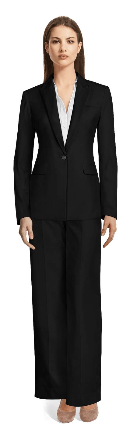 Premium Black Wool Wide Leg Pant Suit Sumissura