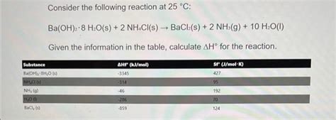 Solved Consider The Following Reaction At 25C Chegg