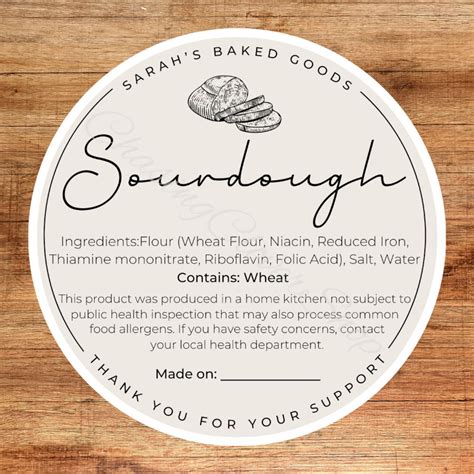 Sourdough Bread Cottage Law Circle Sticker Template Customizable Print