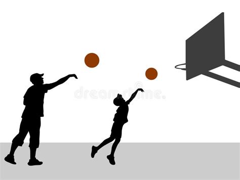 Feliz Homem E Garoto Jogando Basquete Juntos Ao Ar Livre Ilustra O Do