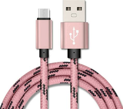 Earldom Braided USB 2 0 to micro USB Cable Ροζ 1m EC 015MP Skroutz gr