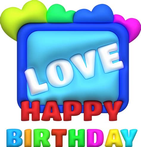 Illustration 3d Happy Birthday Word Icon Love And Heart Shape