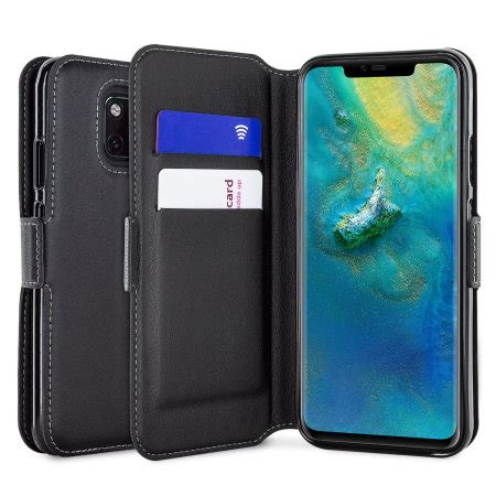 Olixar Huawei Mate 20 Pro Genuine Leather Wallet Case Black