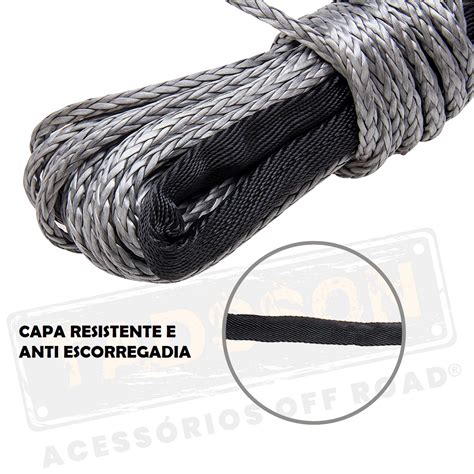 Cabo corda sintético de kevlar de 6 mm x 15 metros para guincho até