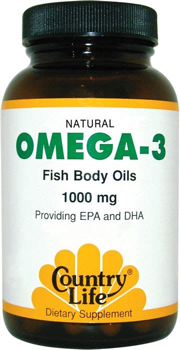 Country Life Omega 3 1000 Mg Natural Fish Body Oils 200 Softgels