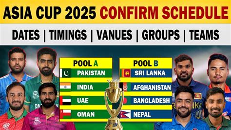 Asia Cup 2025 Schedule Groups Date Host Timings And Venues Youtube