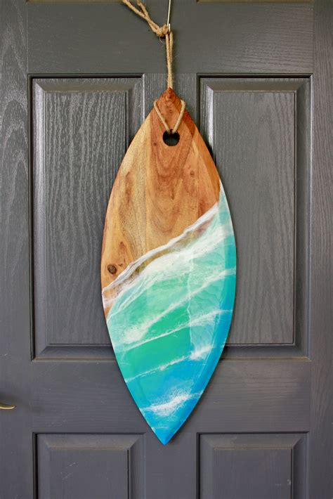 Surf Board Wall Art For Beach Decor Resin Art Painted On Wood Etsy