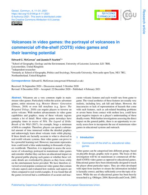 (PDF) Volcanoes in video games: the portrayal of volcanoes in ...