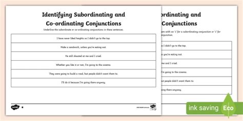 Subordinating Conjunctions Worksheet Have Fun Teaching Worksheets Library