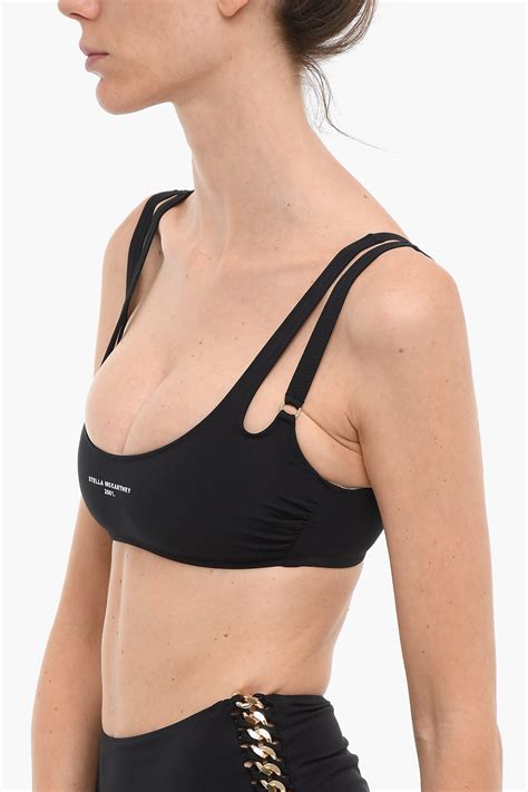 Stella Mccartney Solid Color Bikini Top With Logo Print Women Glamood Outlet