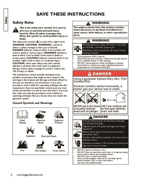 Briggs And Stratton 040248 Generator Owners Manual