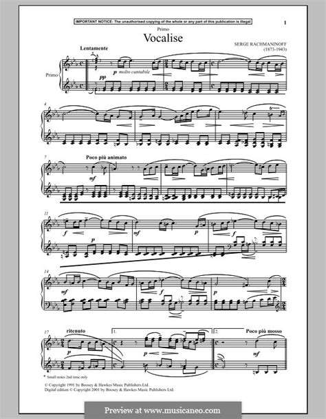 Vocalise Op 34 No 14 By S Rachmaninoff Sheet Music On MusicaNeo