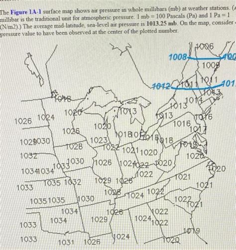 Solved The Figure 1a 1 Surface Map Shows Air Pressure In