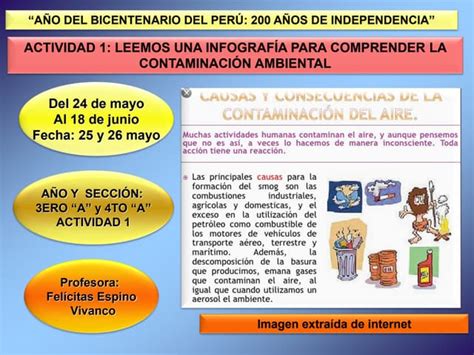 Actividad 1 Leemos Una Infografia Para Comprender La Contaminacion Ambiental Fija Ppt