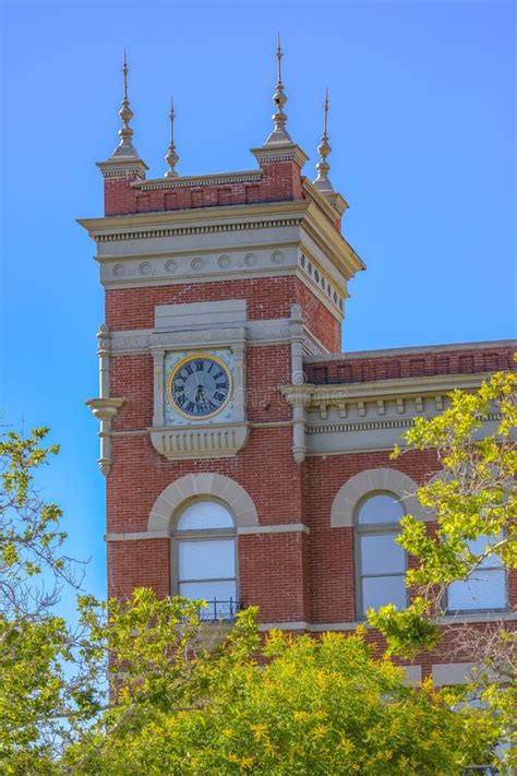 Clock Tower On Red Brick Building Stock Image Image Of Building