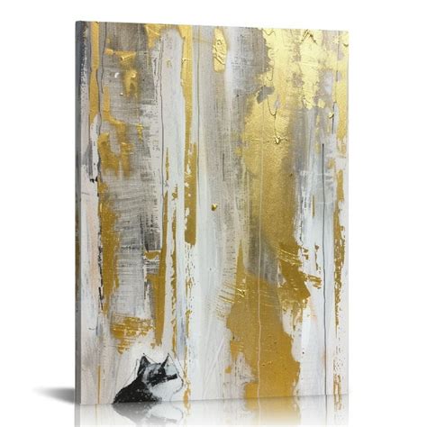 Comio Abstract Wall Art With Gold Foil Gold And Gray Artwork Print