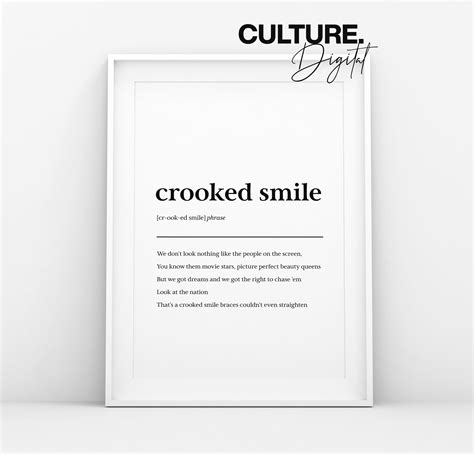 J Cole Crooked Smile Print Poster Rap Lyrics Wall Art Crooked Smile Definition Poster Print