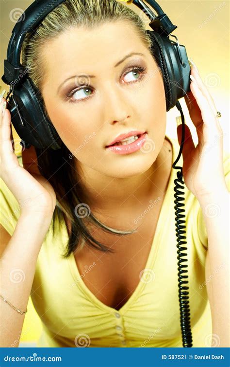 Girl With Headphones Stock Image Image Of Lips Cotton 587521