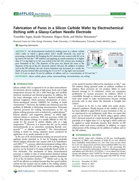 Pdf Fabrication Of Pores In A Silicon Carbide Wafer By