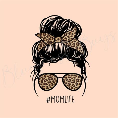 Leopard Mom Life Png Messy Bun Png Cheetah Mom Life Etsy