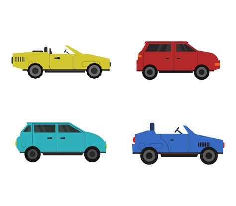 Set Of Colorful Flat Car Icons Vector Art At Vecteezy