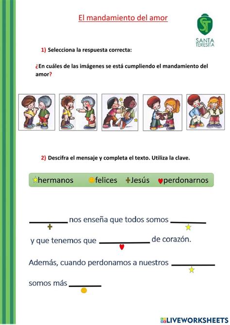 El Mandamiento Del Amor Worksheet Mandamiento Del Amor Ense Anzas De