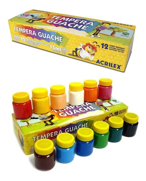 Kit Tinta Guache Tempera Un Acrilex Glitter Neon Escolar