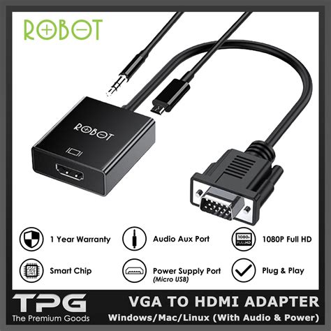 Jual Robot Rhv Kabel Vga To Hdmi Converter Laptop Tv Proyektor Audio