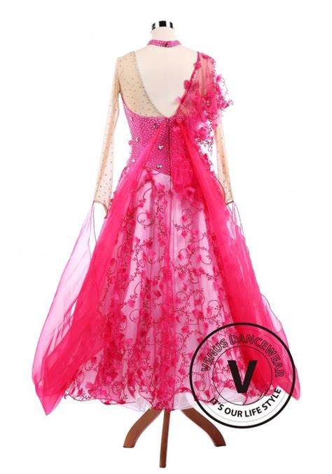 Pink Vines Ballroom Tango Waltz Smooth Standard Competition Dance Dress