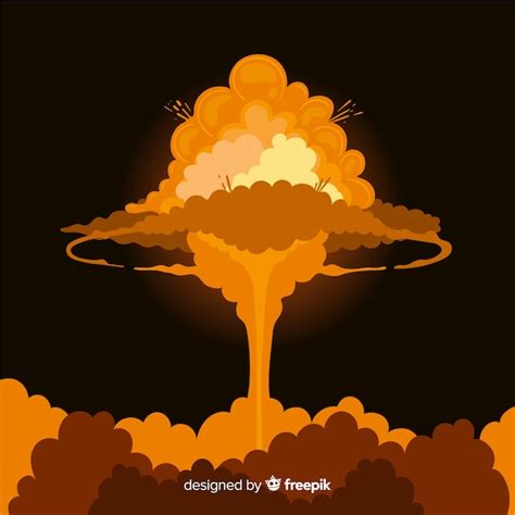 Nuclear explosion effect cartoon style | Free Vector