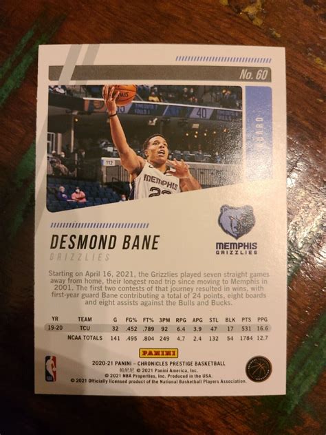 Desmond Bane Rookie Panini Chronicles Prestige Rc