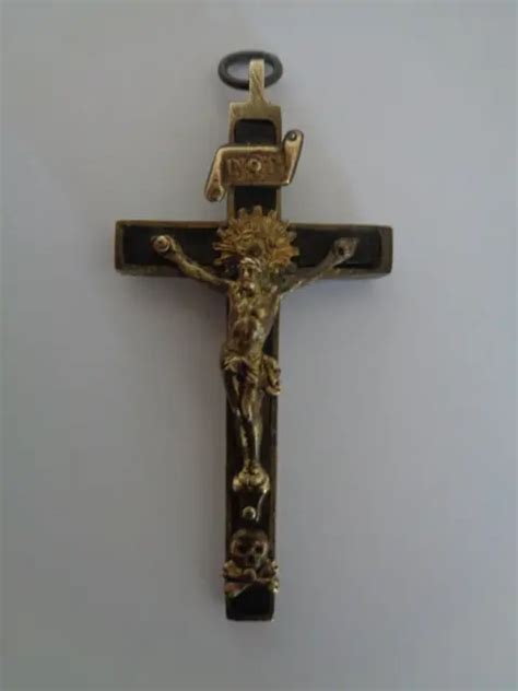 ANCIENNE CROIX PENDENTIF Crucifix Laiton Et Bois EUR 6 00 PicClick FR