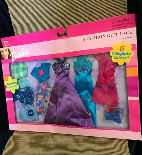 New 2000 Mattel Barbie 6 Fashion Outfit Gift Pack Evening Gown Top