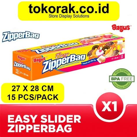 Jual BAGUS ZIPPERBAG EASY SLIDER 15 S 27 X 28 CM ZIPLOCK ZIPPER BAG