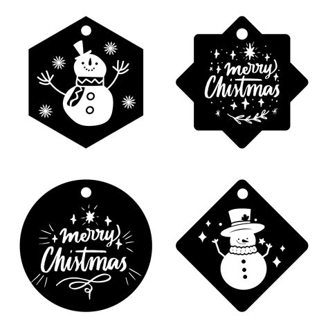 Christmas Tags Black And White Free Pdf Printables Printablee