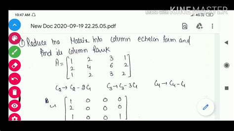 How To Find Column Rank Using Column And Column Reduced Echelon Form