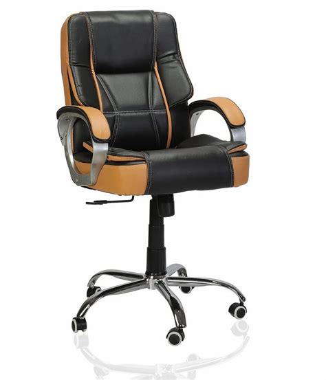 Leather Mid Back Director And Chairman Chair Fixed Arm Brown At Rs